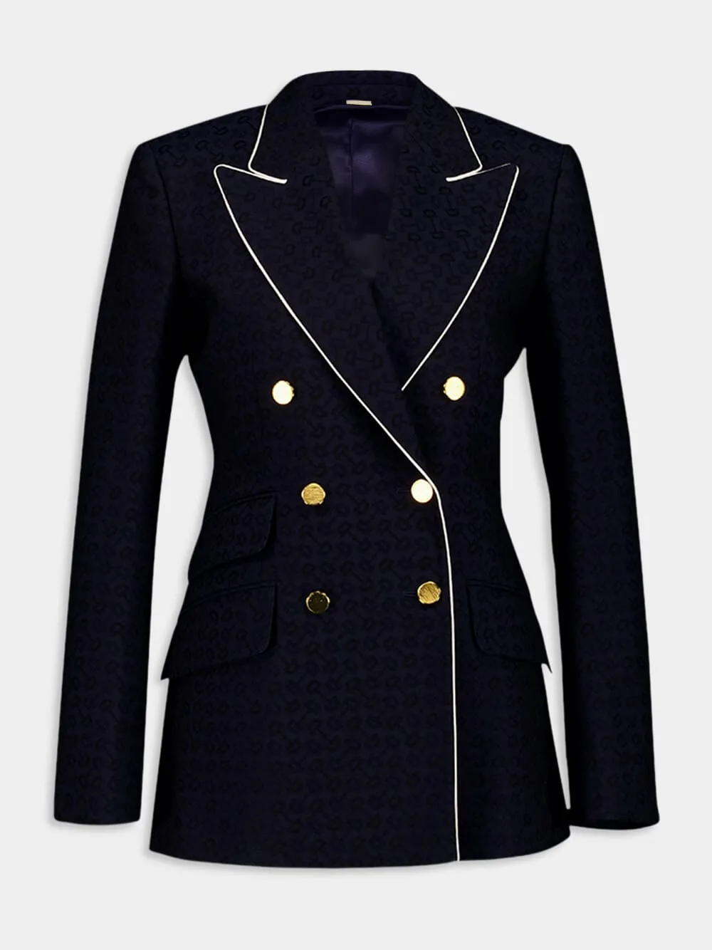 Double-Breasted Horsebit Cotton Jacquard Jacket