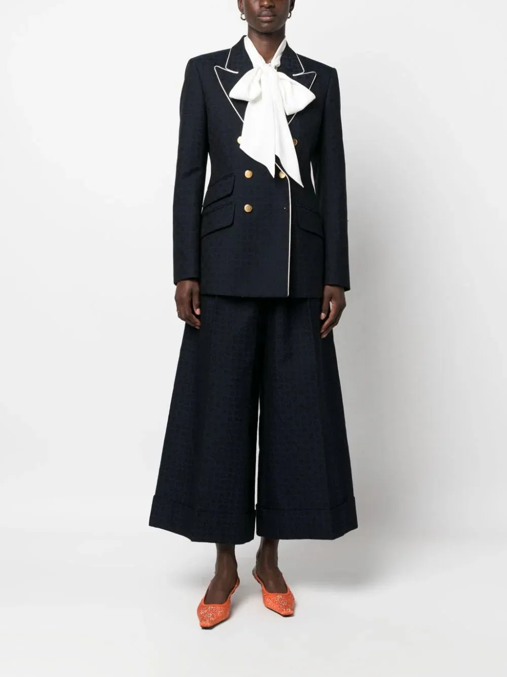 Double-Breasted Horsebit Cotton Jacquard Jacket