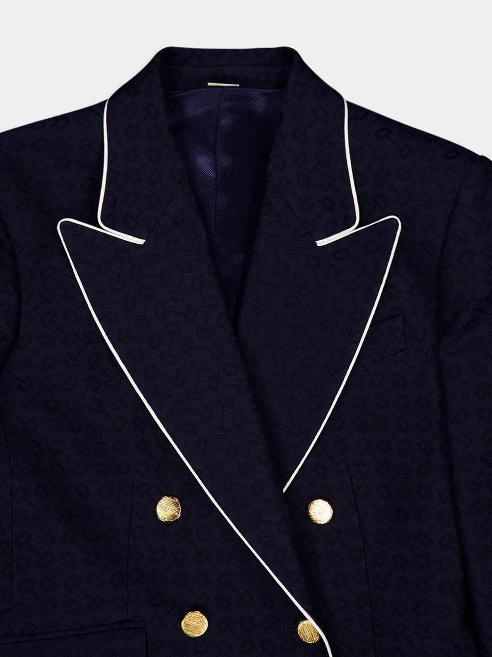 Double-Breasted Horsebit Cotton Jacquard Jacket