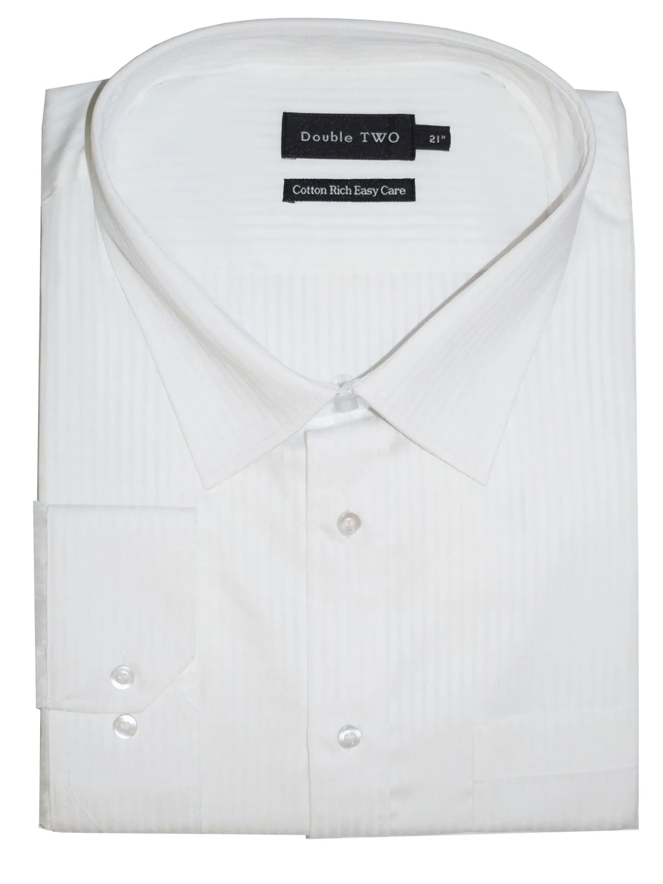DOUBLE TWO COTTON RICH EASY CARE SATIN STRIPED FORMAL SHIRT IN COLLAR SIZE 18" TO 23", 2 OPTIONS