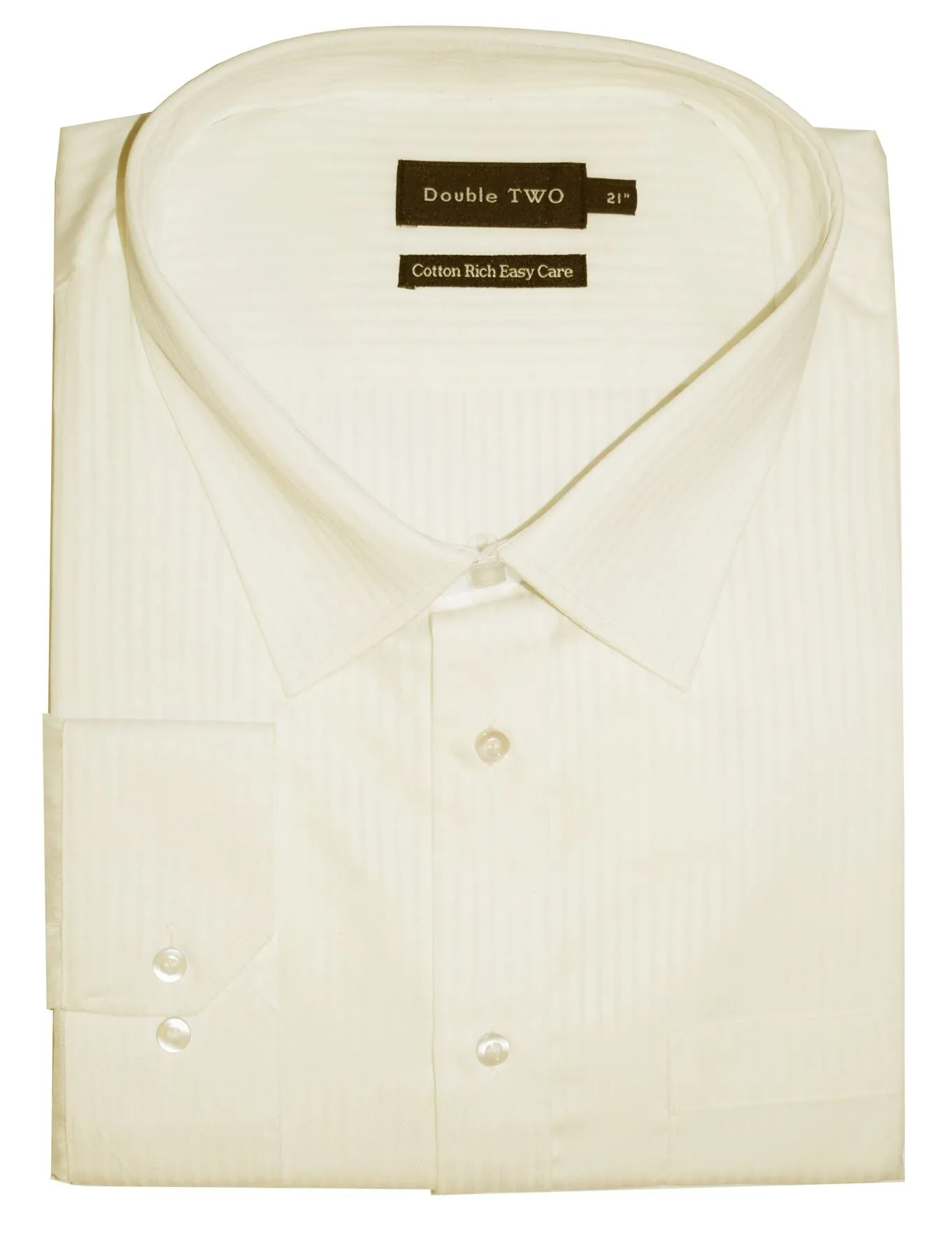 DOUBLE TWO COTTON RICH EASY CARE SATIN STRIPED FORMAL SHIRT IN COLLAR SIZE 18" TO 23", 2 OPTIONS