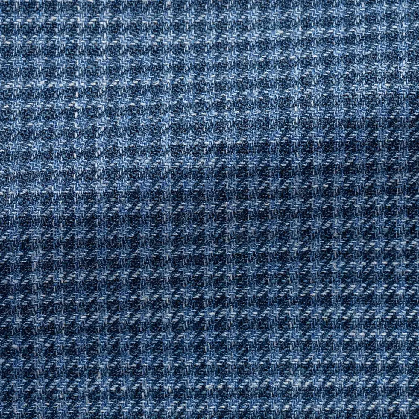 Drago Mixed Blue Wool, Silk & Linen Houndstooth
