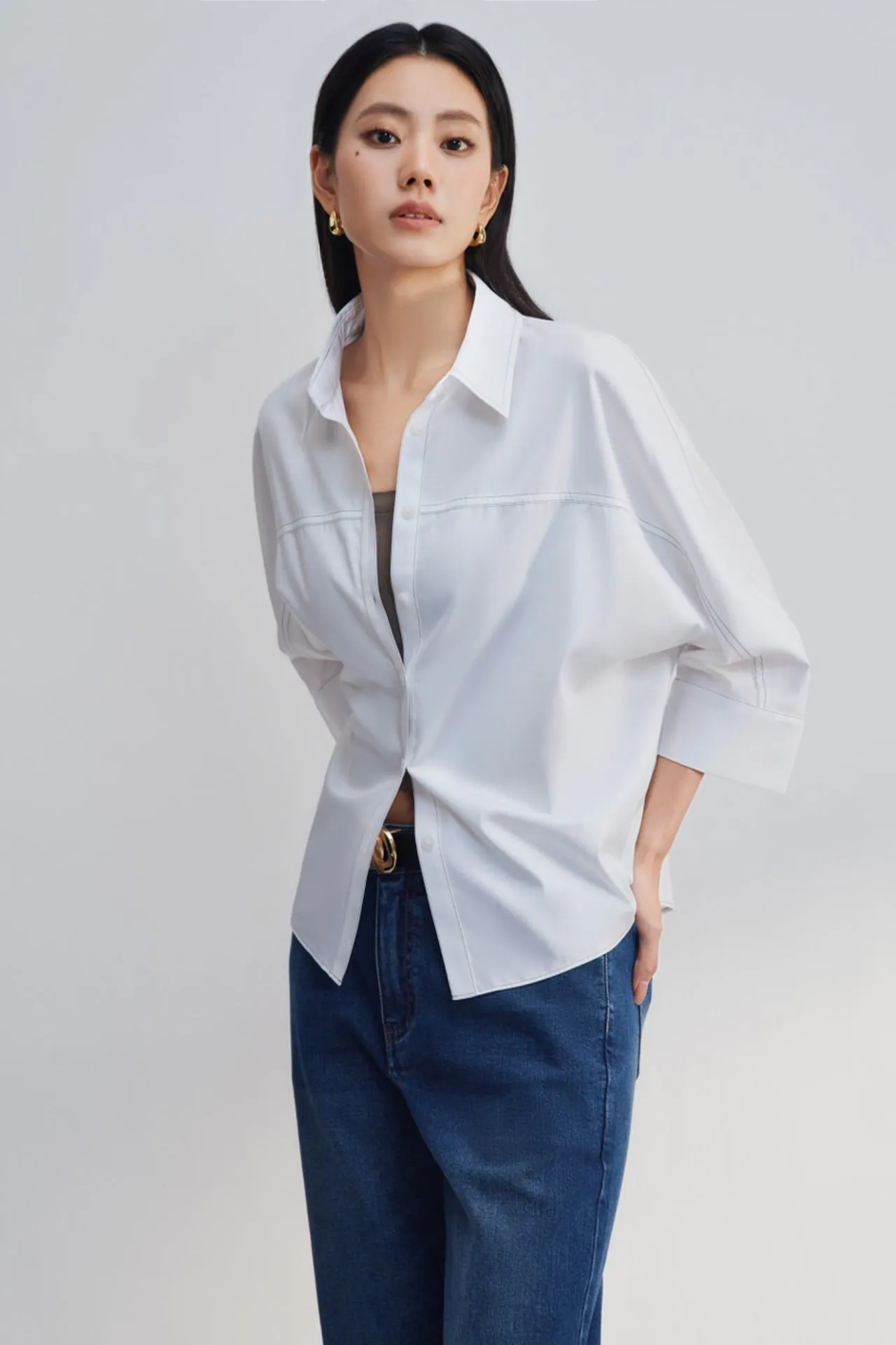 Easy Care Cotton Satin Diamond Fit Short Sleeve Shirt
