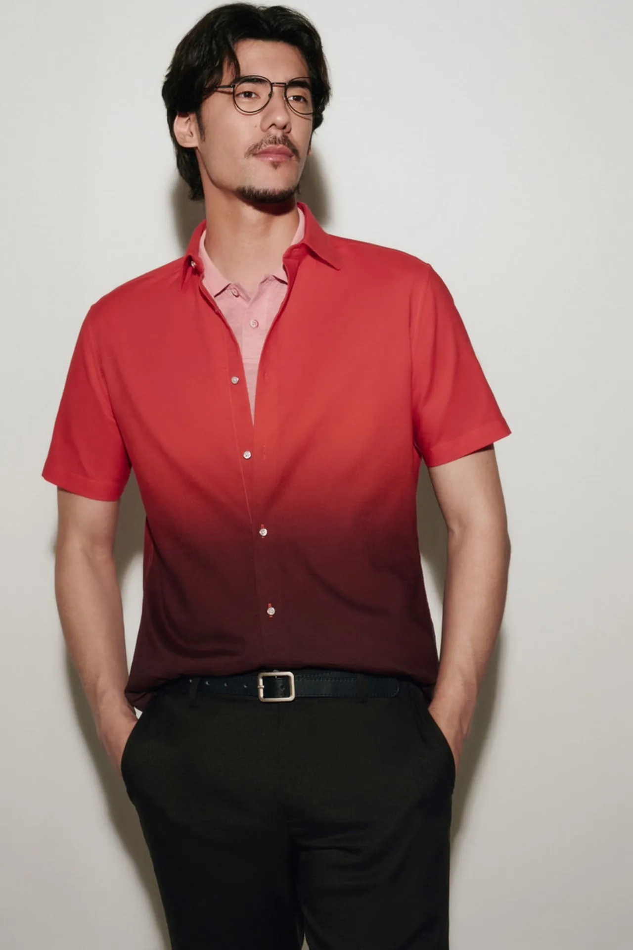 Easy Care Gradient Cotton Oxford Smart Fit Short Sleeve Casual Shirt