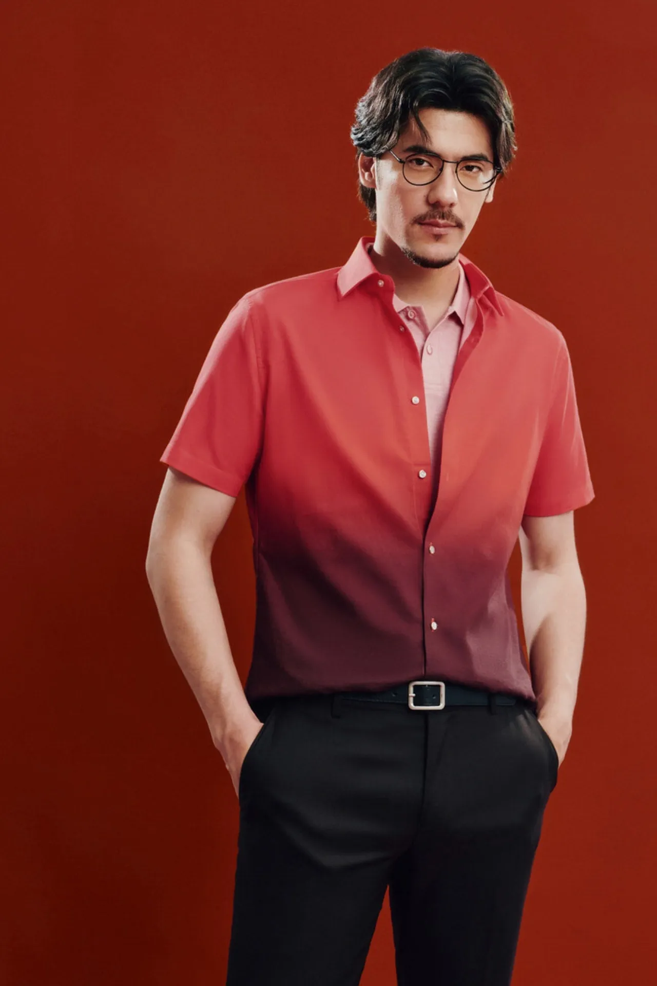 Easy Care Gradient Cotton Oxford Smart Fit Short Sleeve Casual Shirt