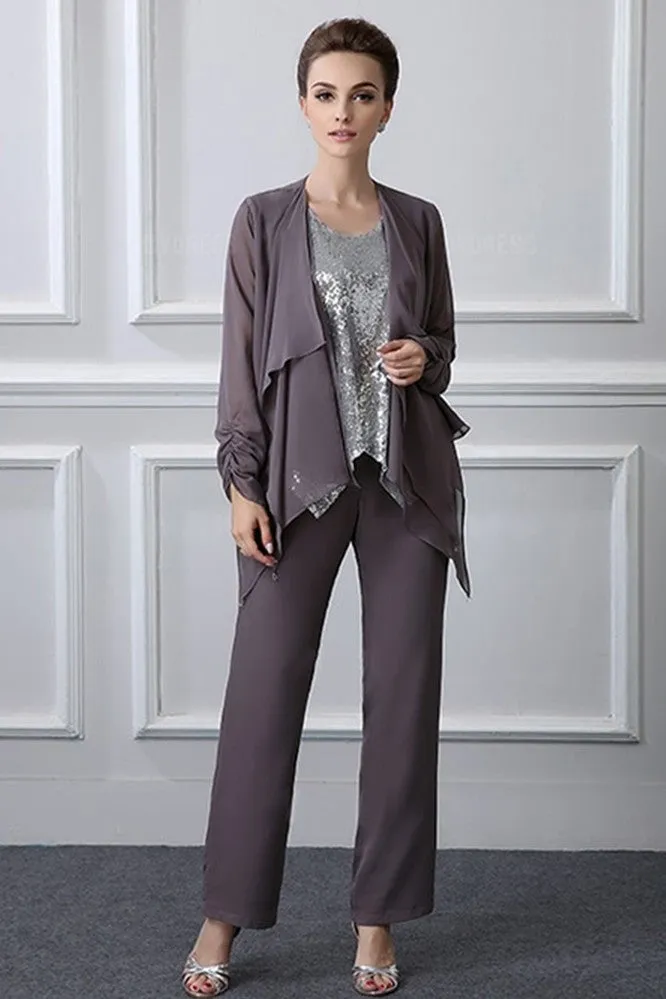 elegant Casual Vintage Long Sleeves Jewel Mother's suit