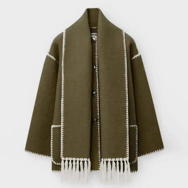 ELEGANT COAT WITH SCARF FOR WOMEN