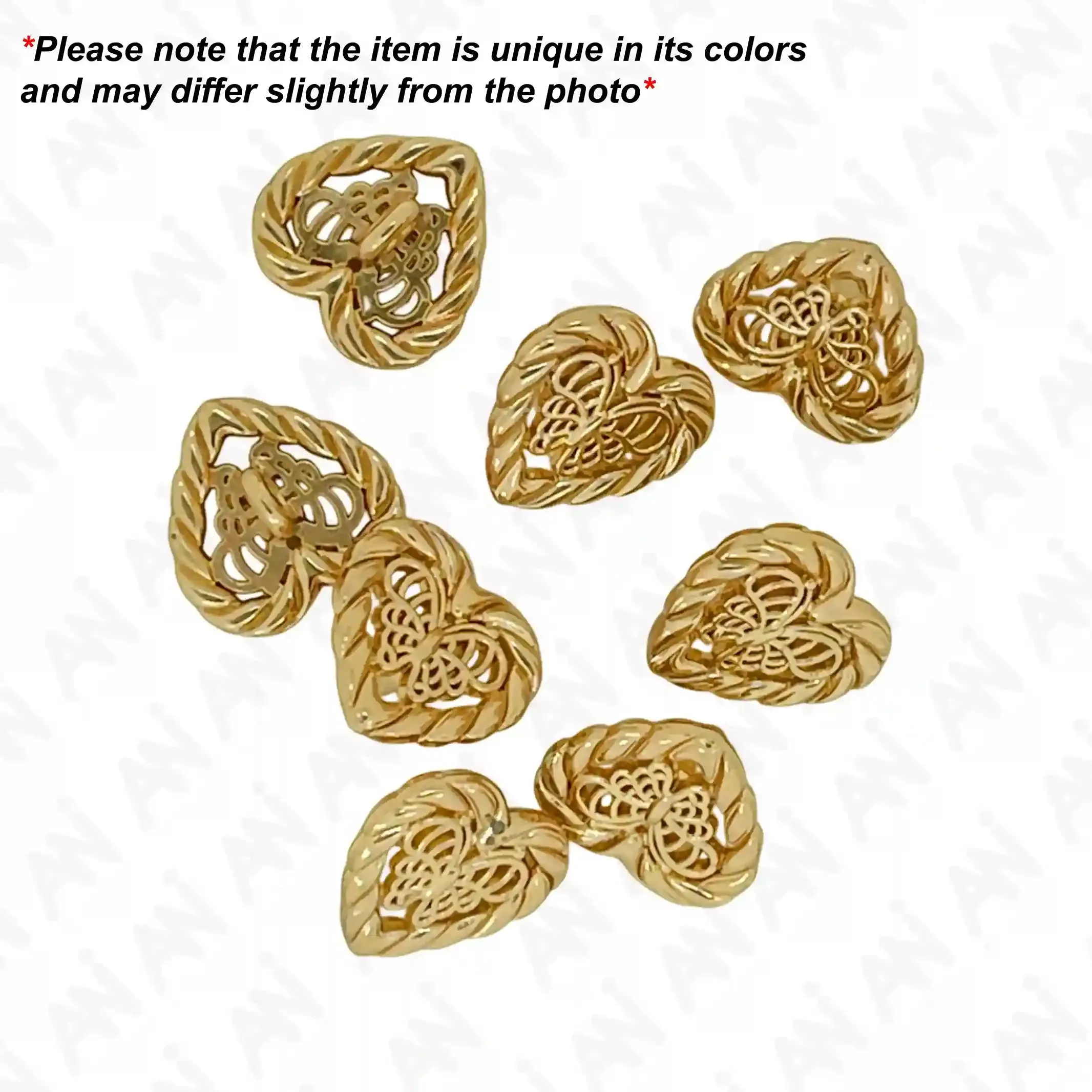 Elegant Heart Shape Metal Shirt Buttons
