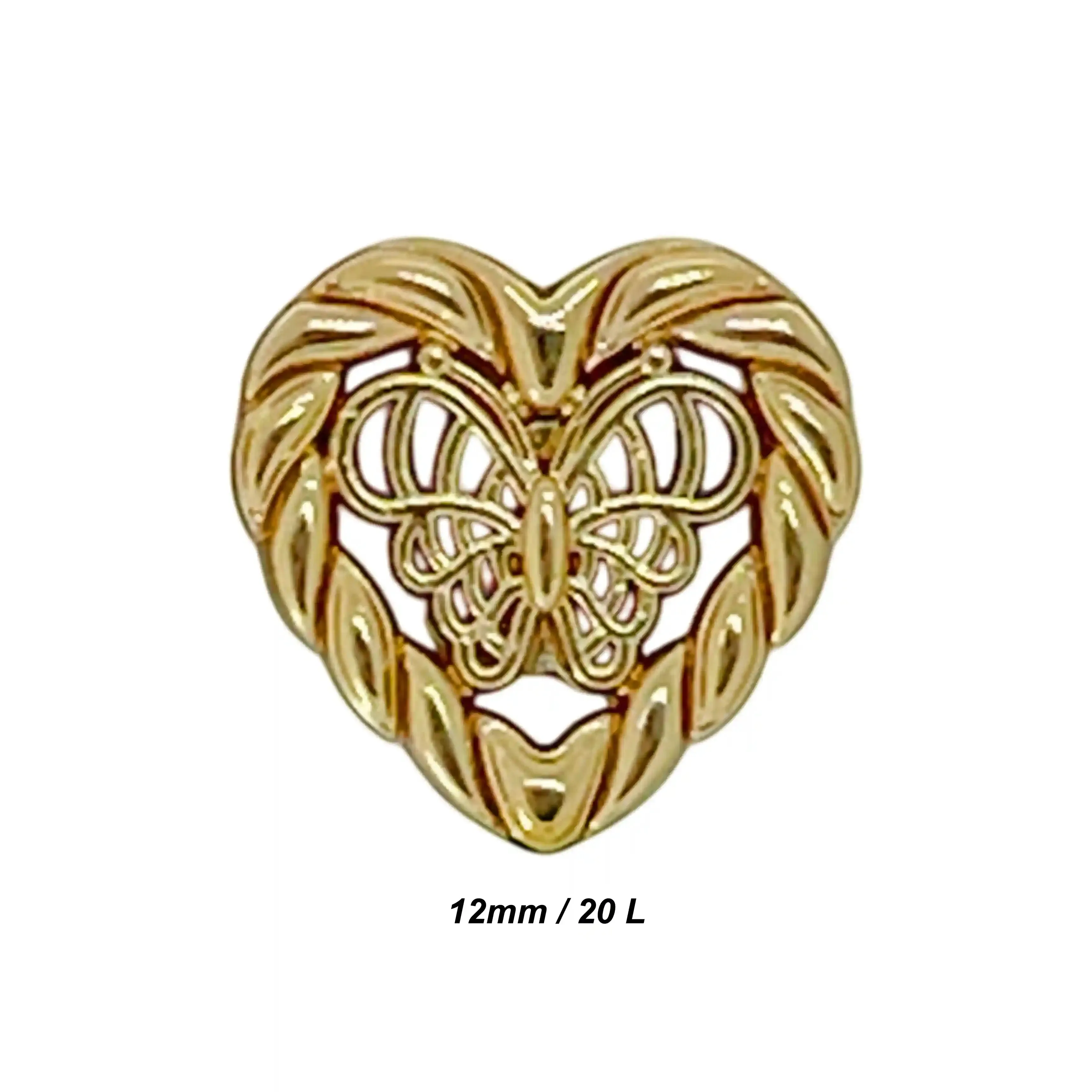 Elegant Heart Shape Metal Shirt Buttons