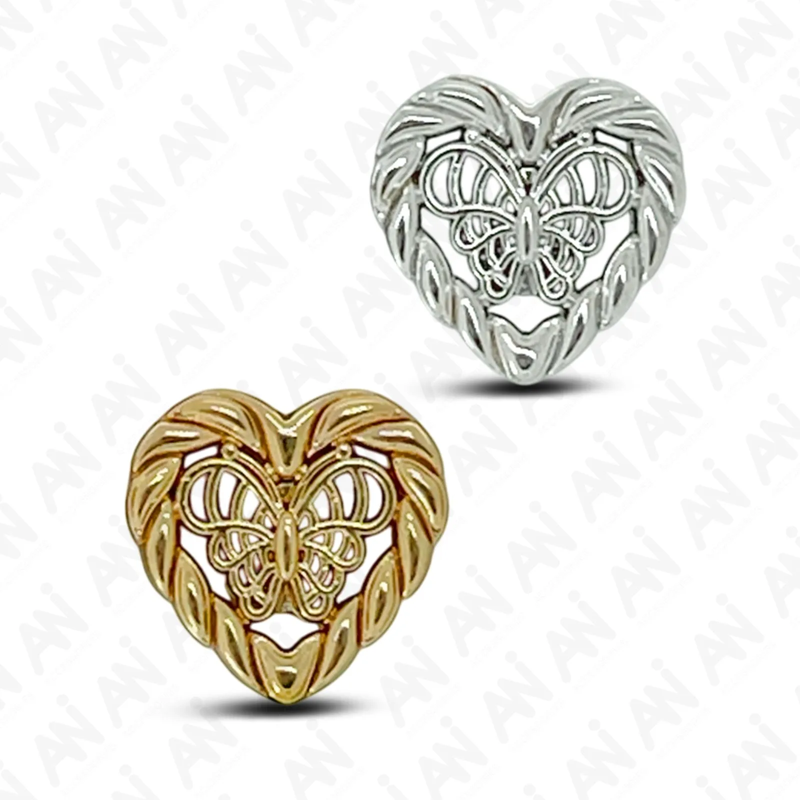 Elegant Heart Shape Metal Shirt Buttons