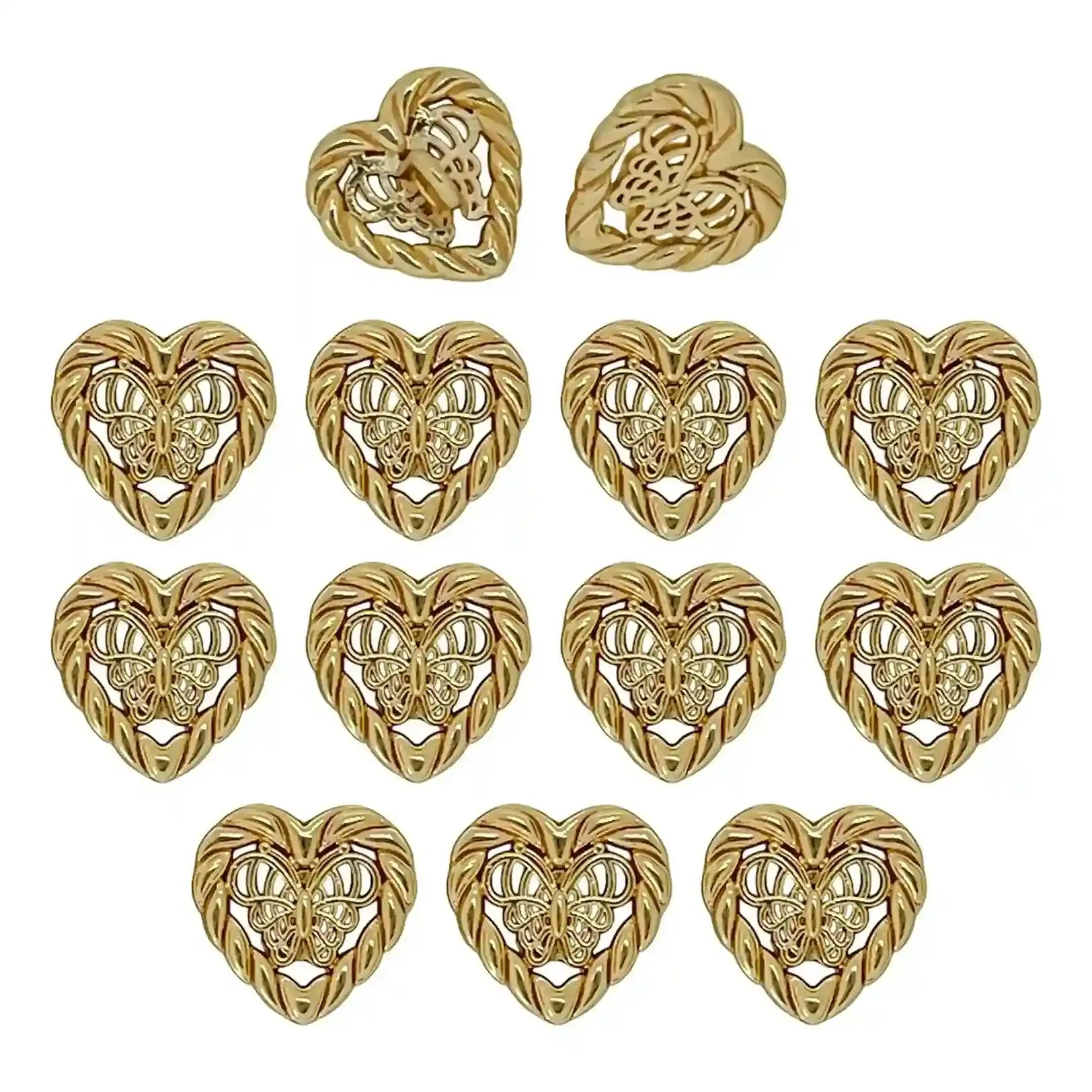 Elegant Heart Shape Metal Shirt Buttons