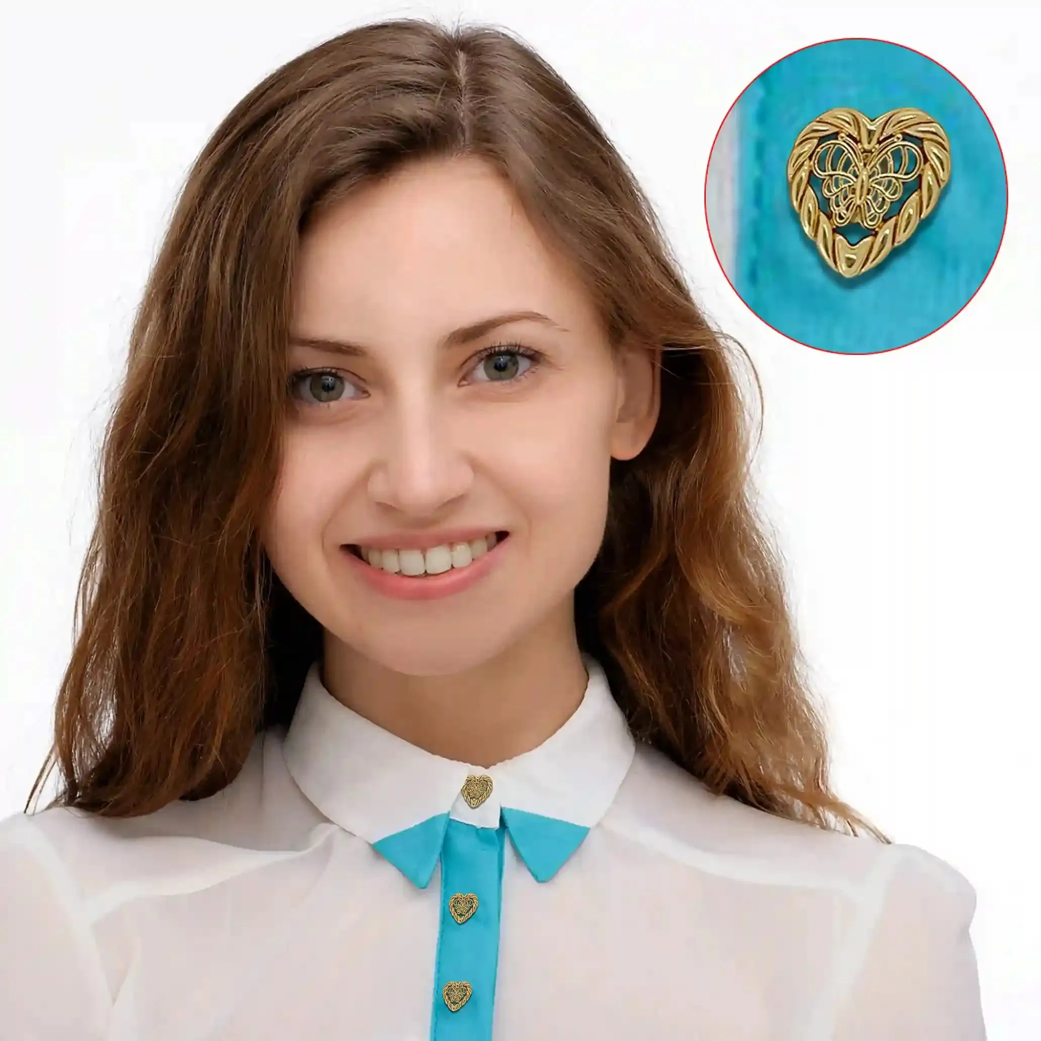 Elegant Heart Shape Metal Shirt Buttons