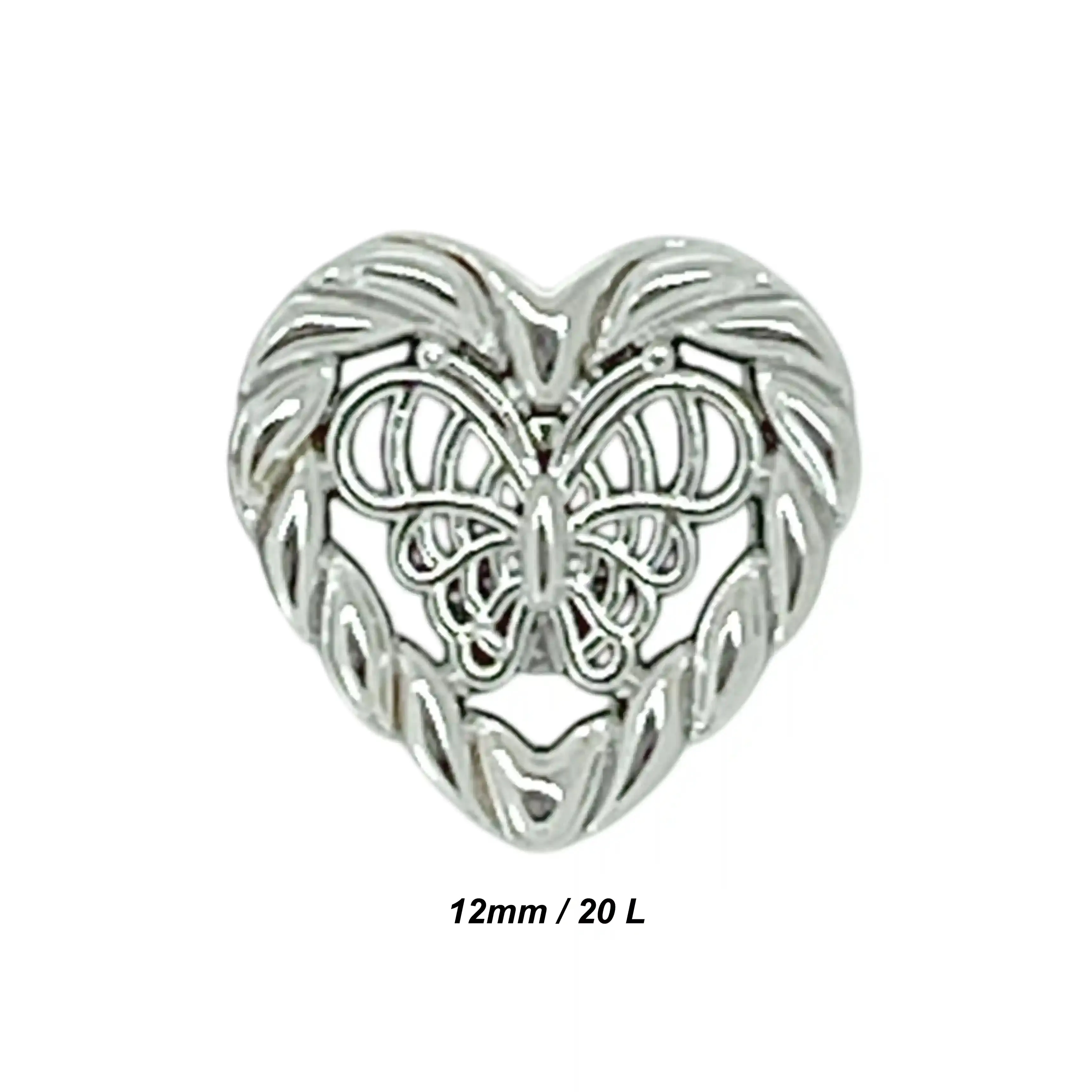 Elegant Heart Shape Metal Shirt Buttons
