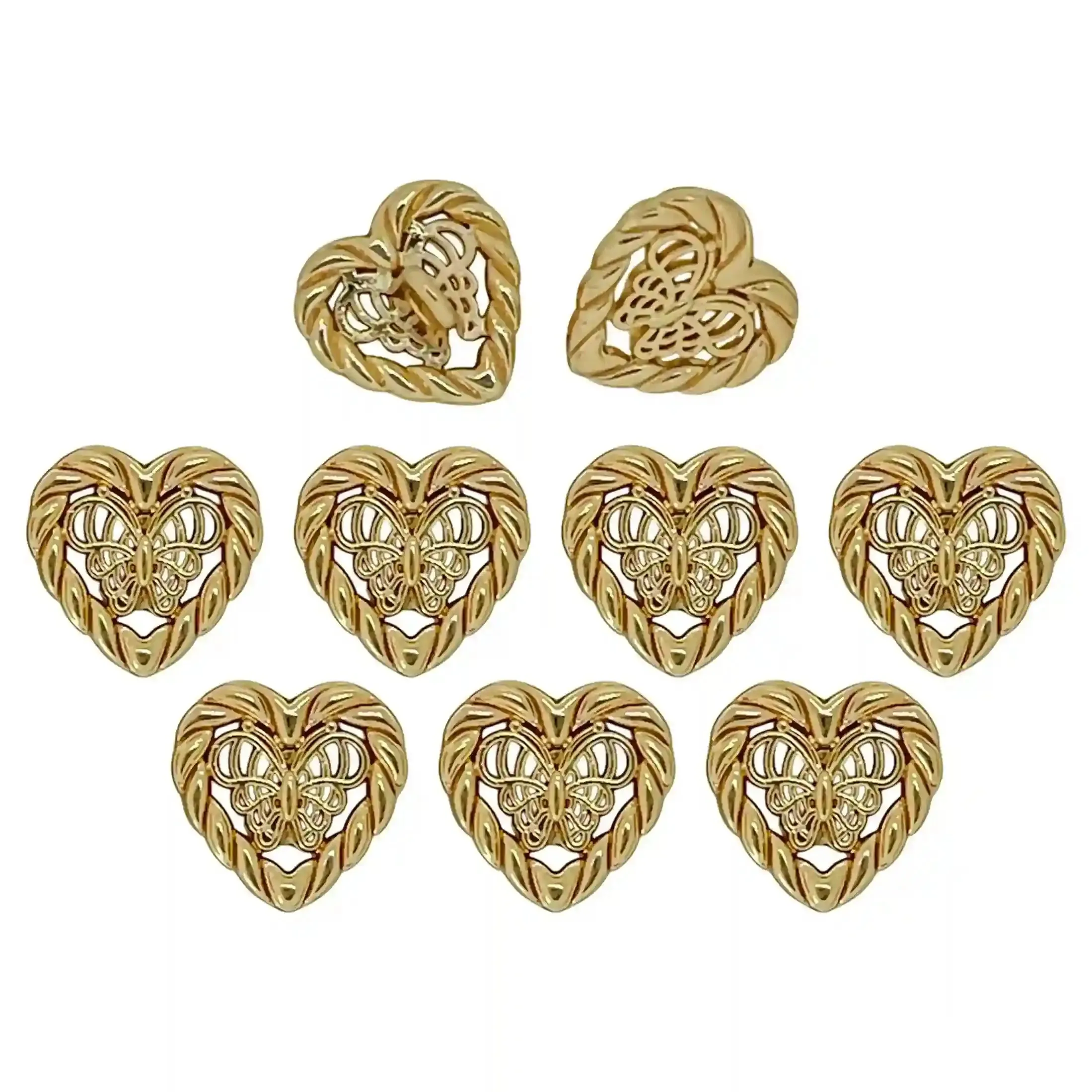 Elegant Heart Shape Metal Shirt Buttons