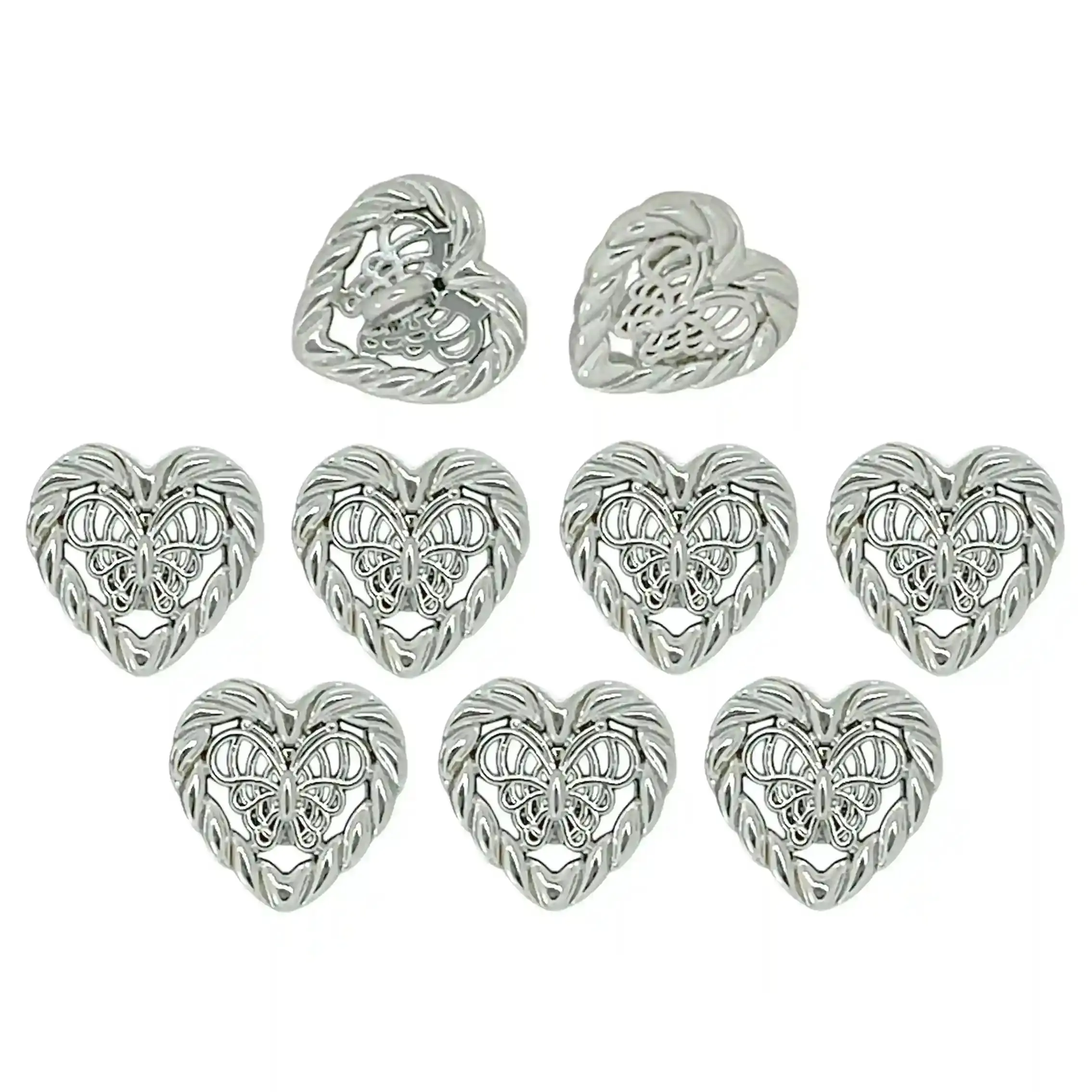 Elegant Heart Shape Metal Shirt Buttons