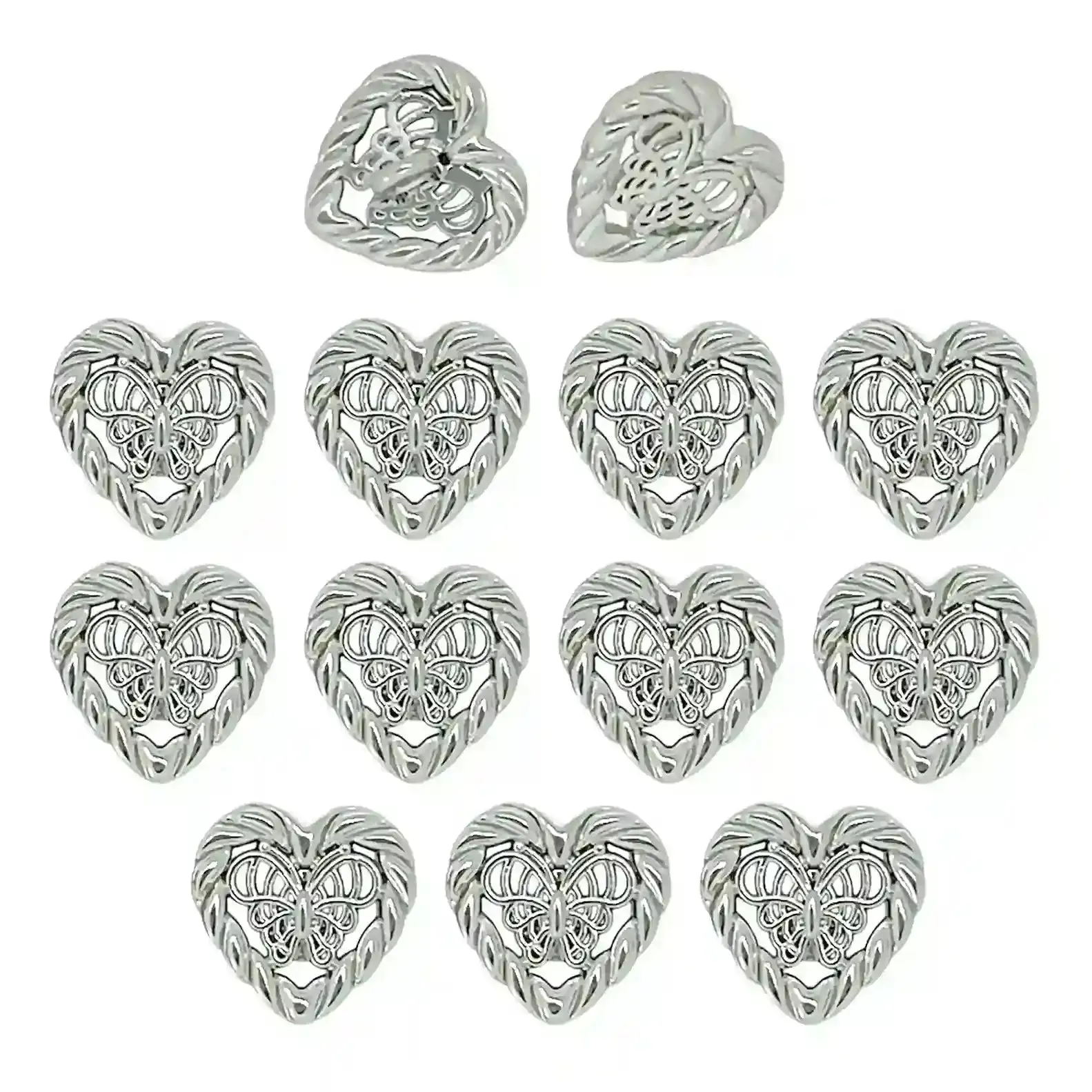 Elegant Heart Shape Metal Shirt Buttons