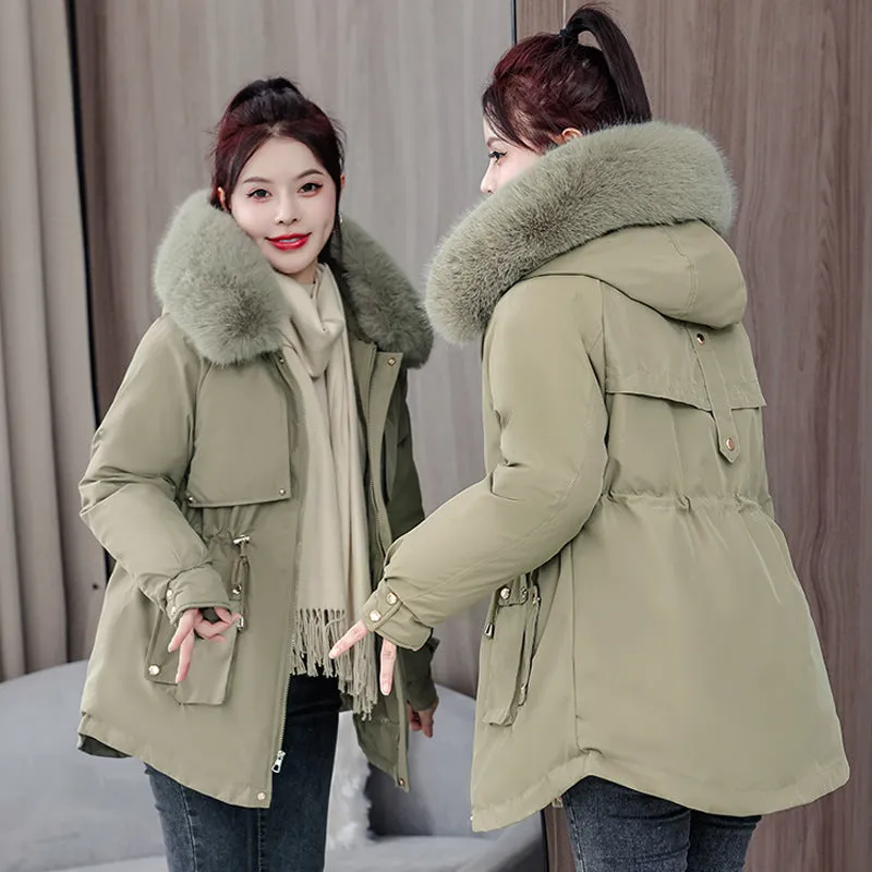 Elegant Hip-Length Fleece-Lined Parka for Winter