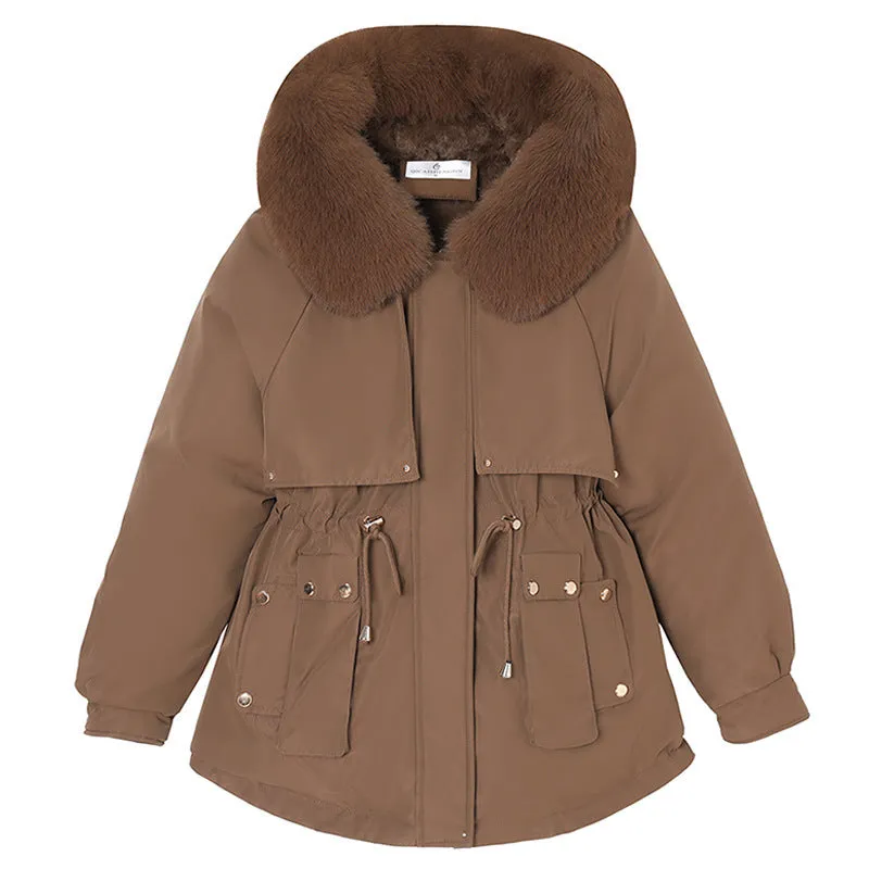 Elegant Hip-Length Fleece-Lined Parka for Winter