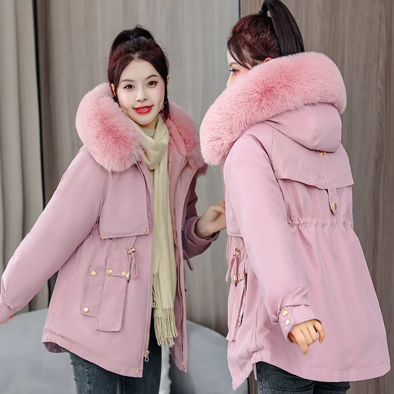 Elegant Hip-Length Fleece-Lined Parka for Winter