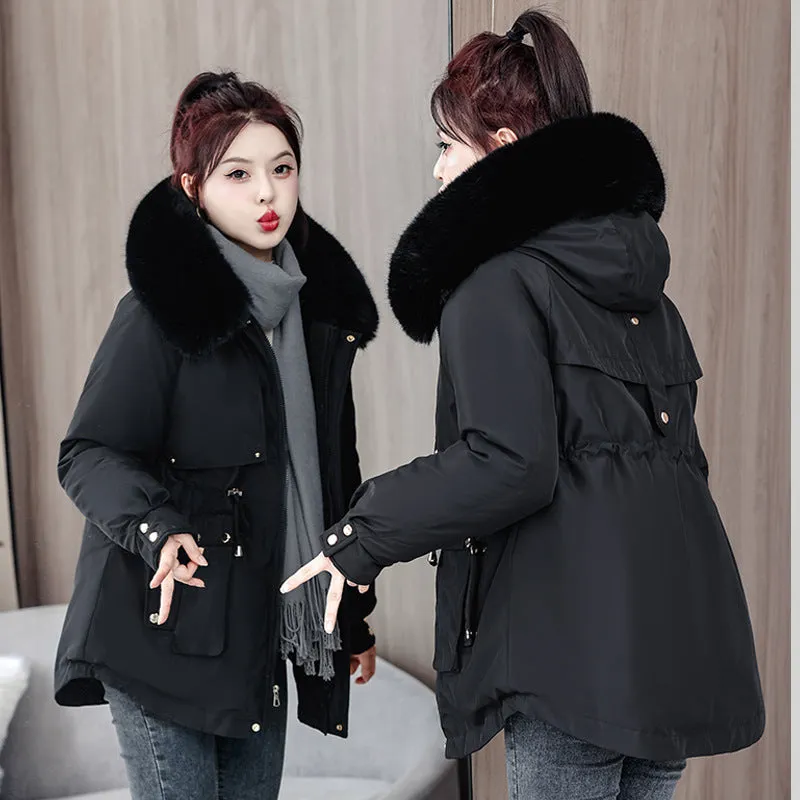Elegant Hip-Length Fleece-Lined Parka for Winter