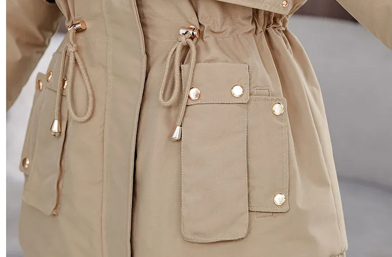 Elegant Hip-Length Fleece-Lined Parka for Winter