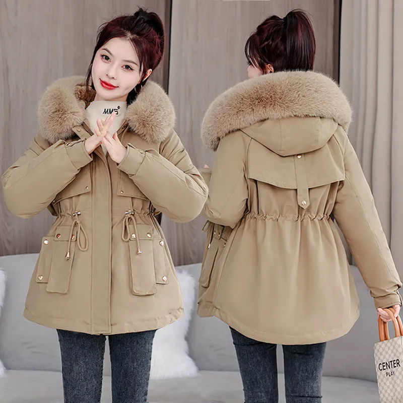 Elegant Hip-Length Fleece-Lined Parka for Winter