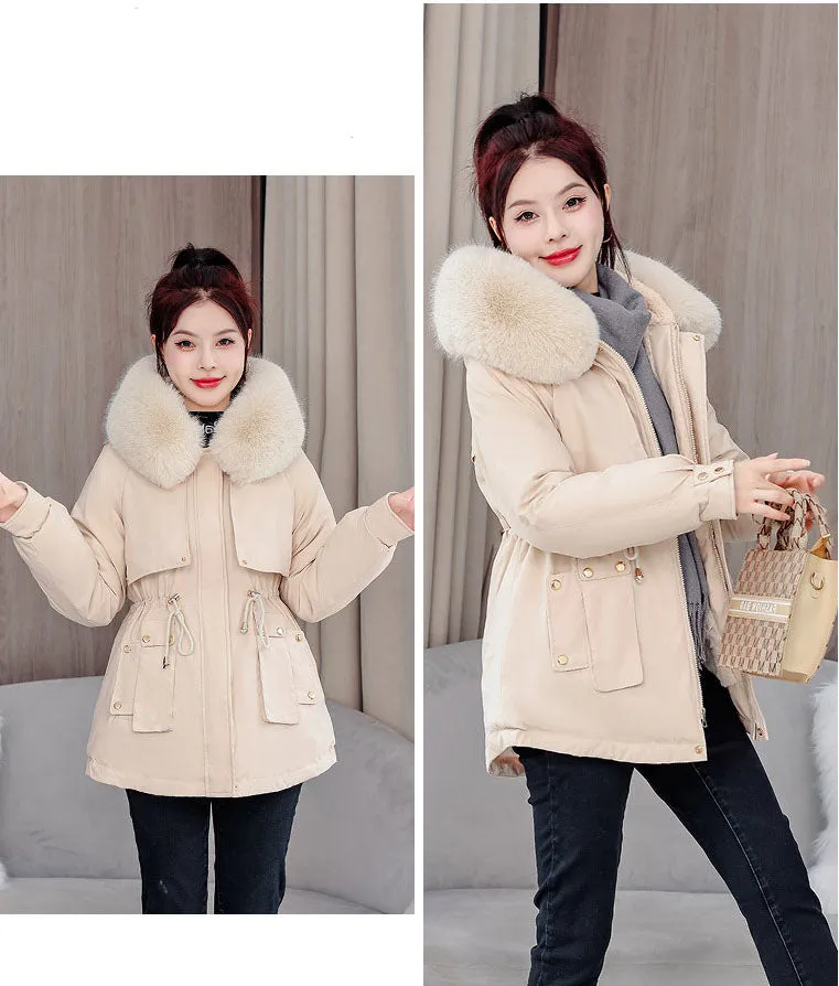 Elegant Hip-Length Fleece-Lined Parka for Winter