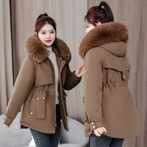 Elegant Hip-Length Fleece-Lined Parka for Winter