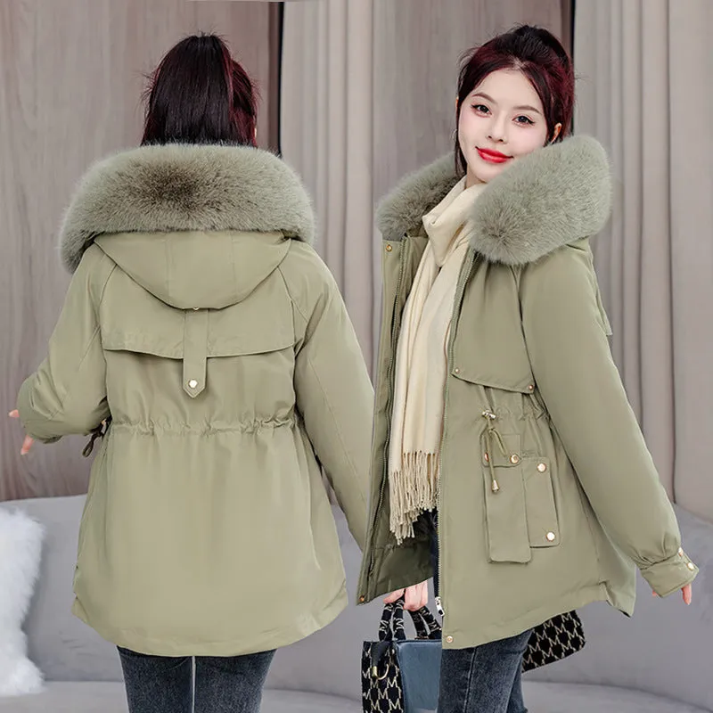 Elegant Hip-Length Fleece-Lined Parka for Winter