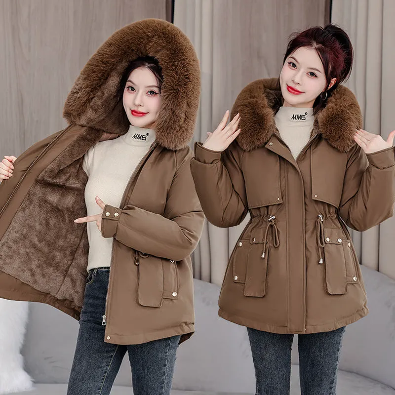 Elegant Hip-Length Fleece-Lined Parka for Winter