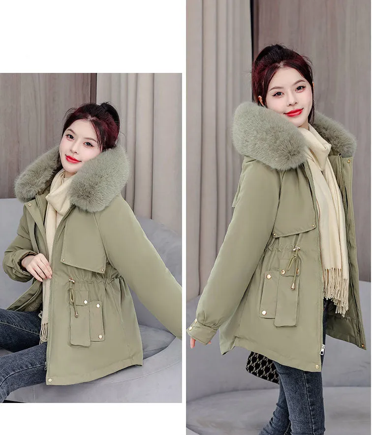 Elegant Hip-Length Fleece-Lined Parka for Winter