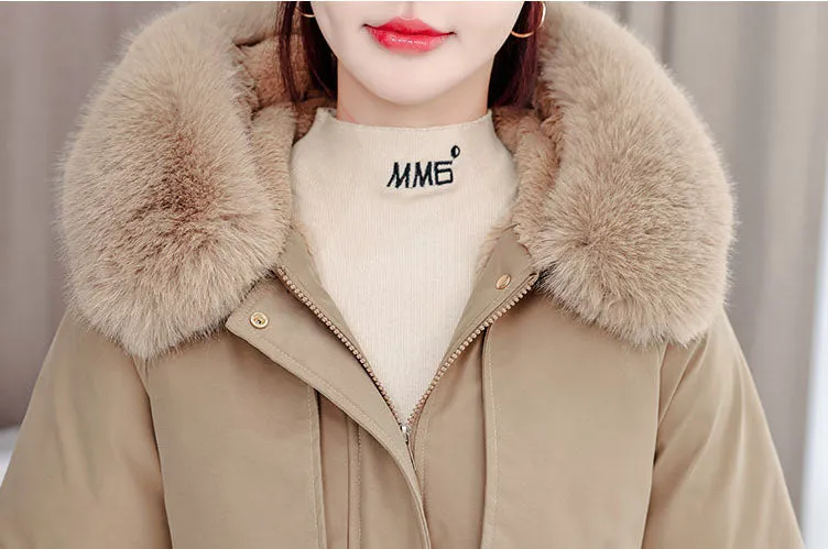 Elegant Hip-Length Fleece-Lined Parka for Winter