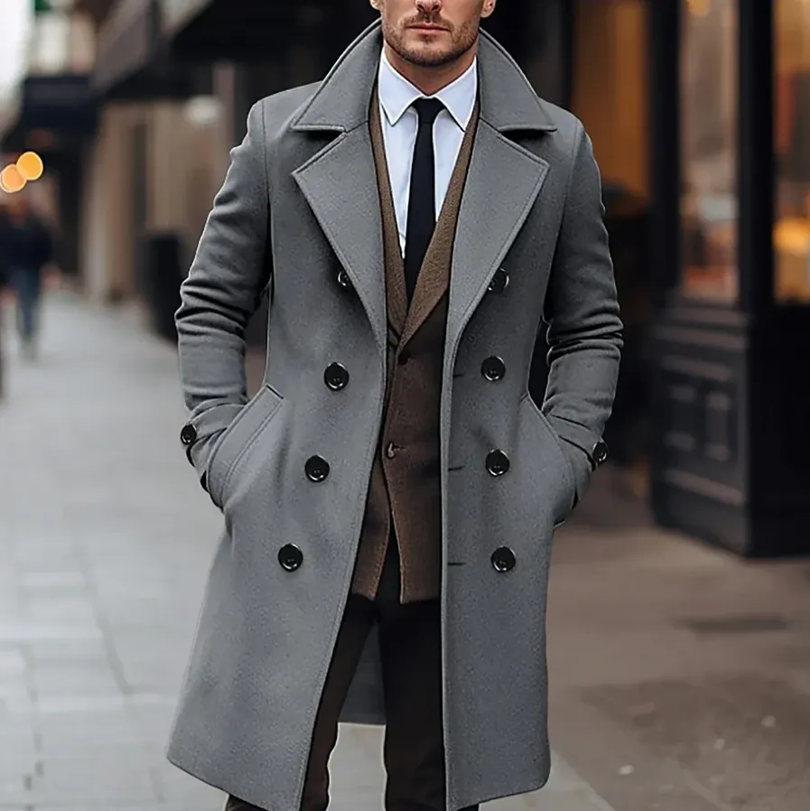 Elegant men's wool coat for cool days