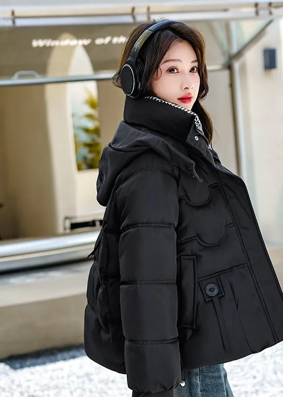 Elegant Padded Quilted Puffer Jacket for Women in Houndstooth Design