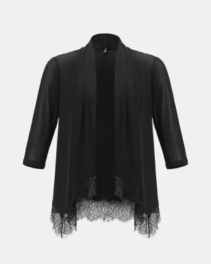 Elegant Shawl-Collar Lace Coat