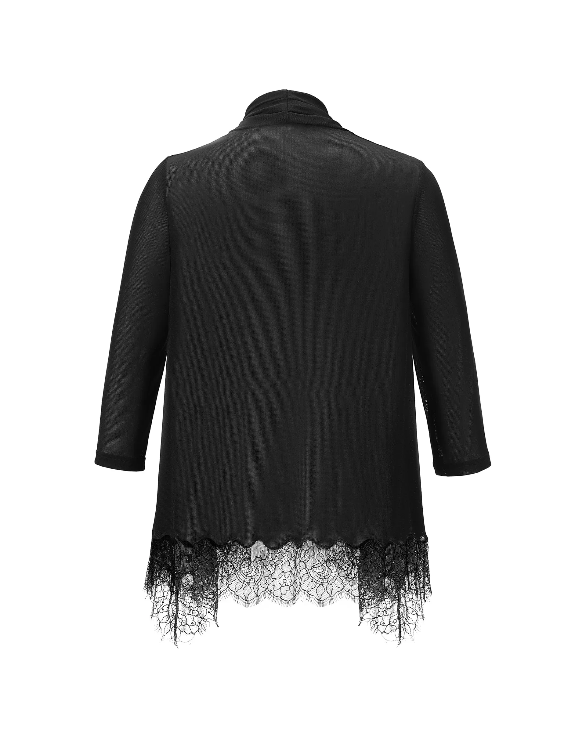 Elegant Shawl-Collar Lace Coat