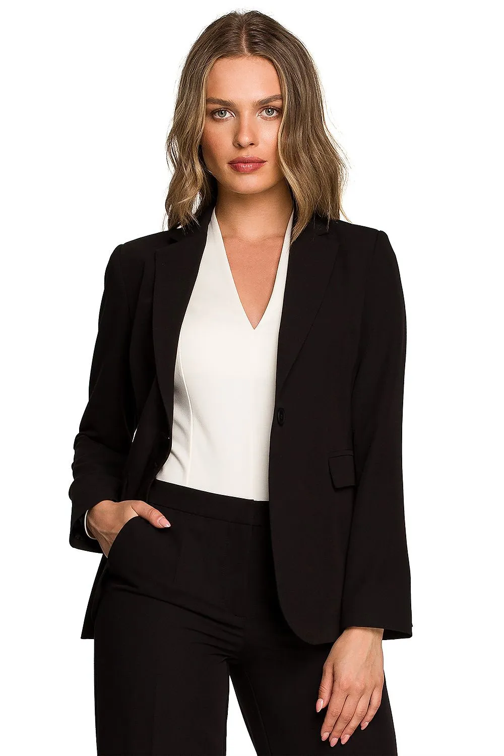 Elegant Tailored One-Button Jacket