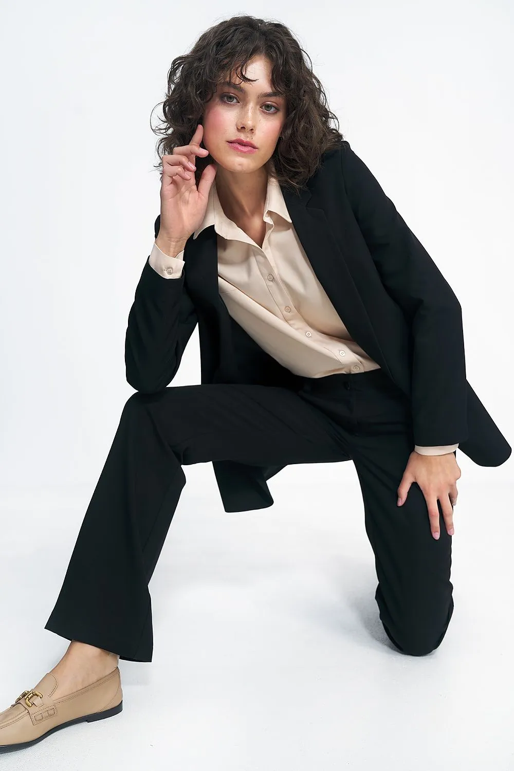 Elegant Unbuttoned Blazer Jacket