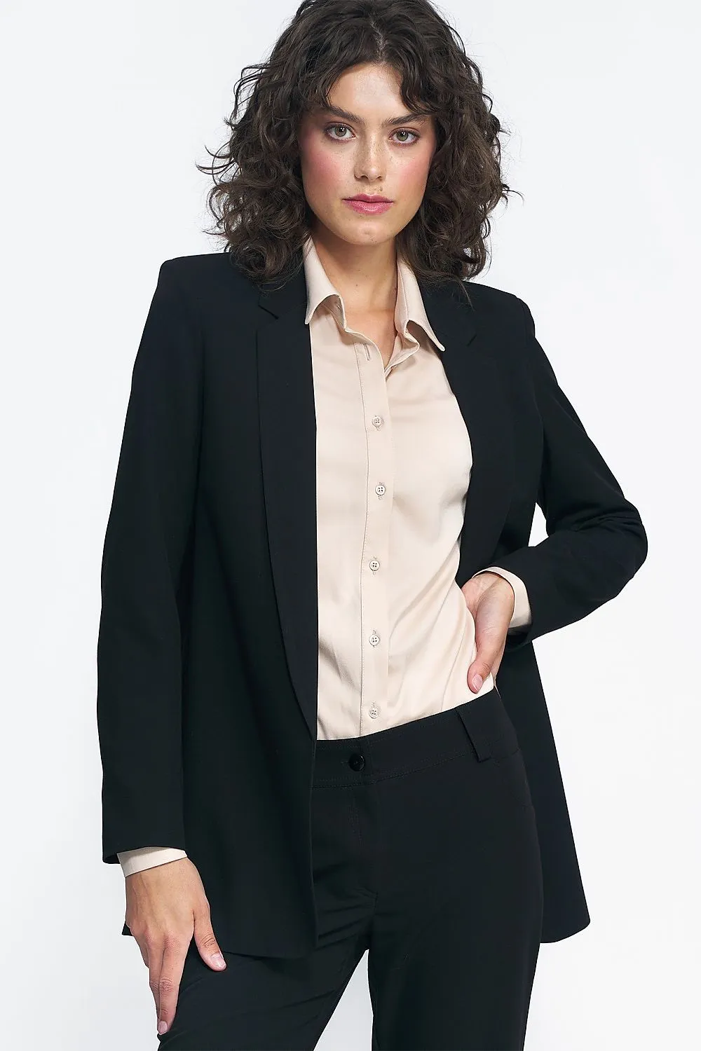 Elegant Unbuttoned Blazer Jacket
