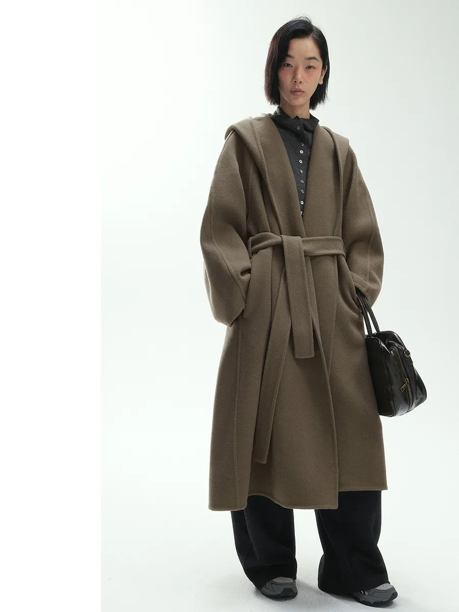 Elegant Wool Hooded Coat