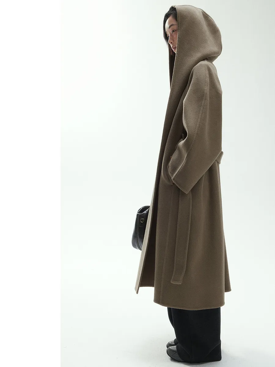 Elegant Wool Hooded Coat