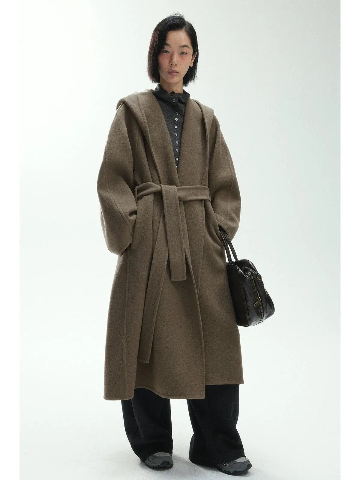 Elegant Wool Hooded Coat