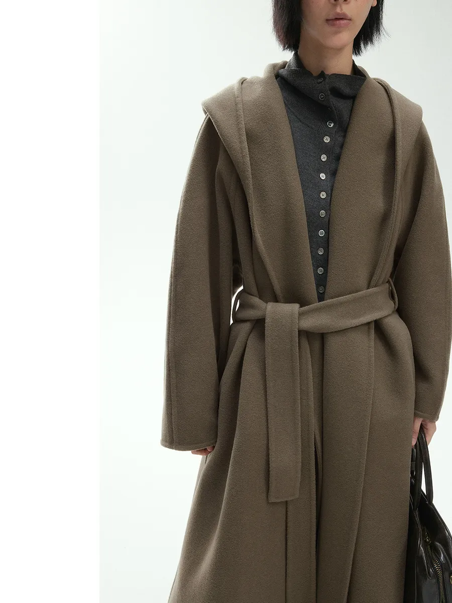 Elegant Wool Hooded Coat