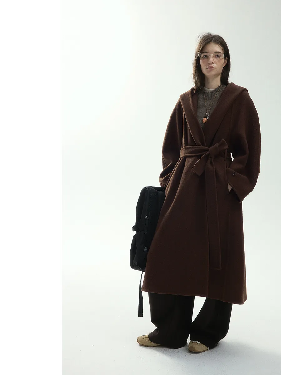 Elegant Wool Hooded Coat