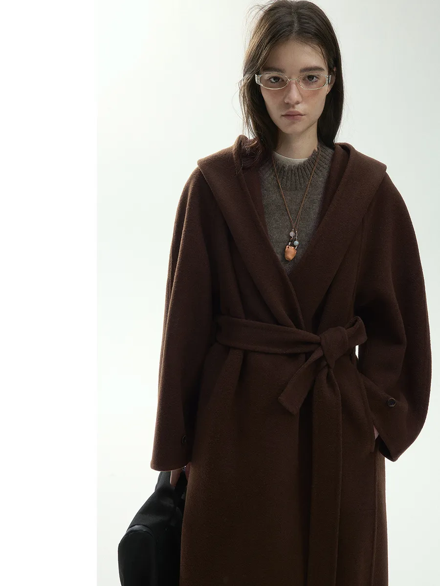 Elegant Wool Hooded Coat