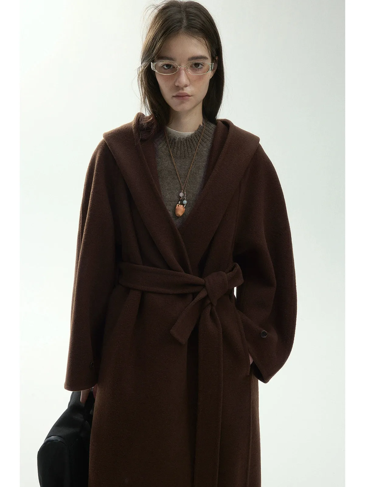 Elegant Wool Hooded Coat