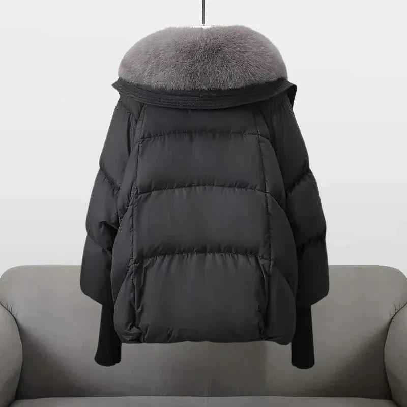 Eliza - glamorous down jacket with faux fur collar for women