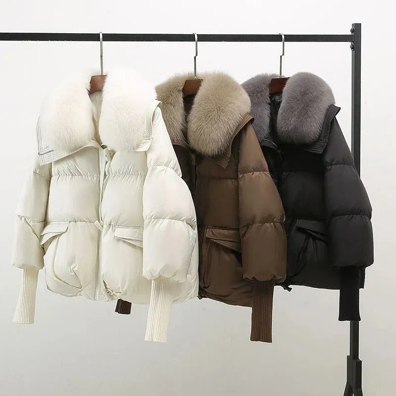 Eliza - glamorous down jacket with faux fur collar for women