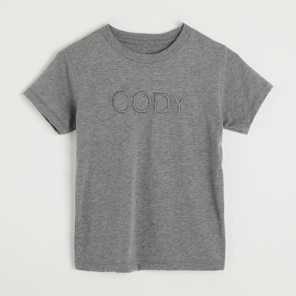 Embroidered Grey Mono T-shirt
