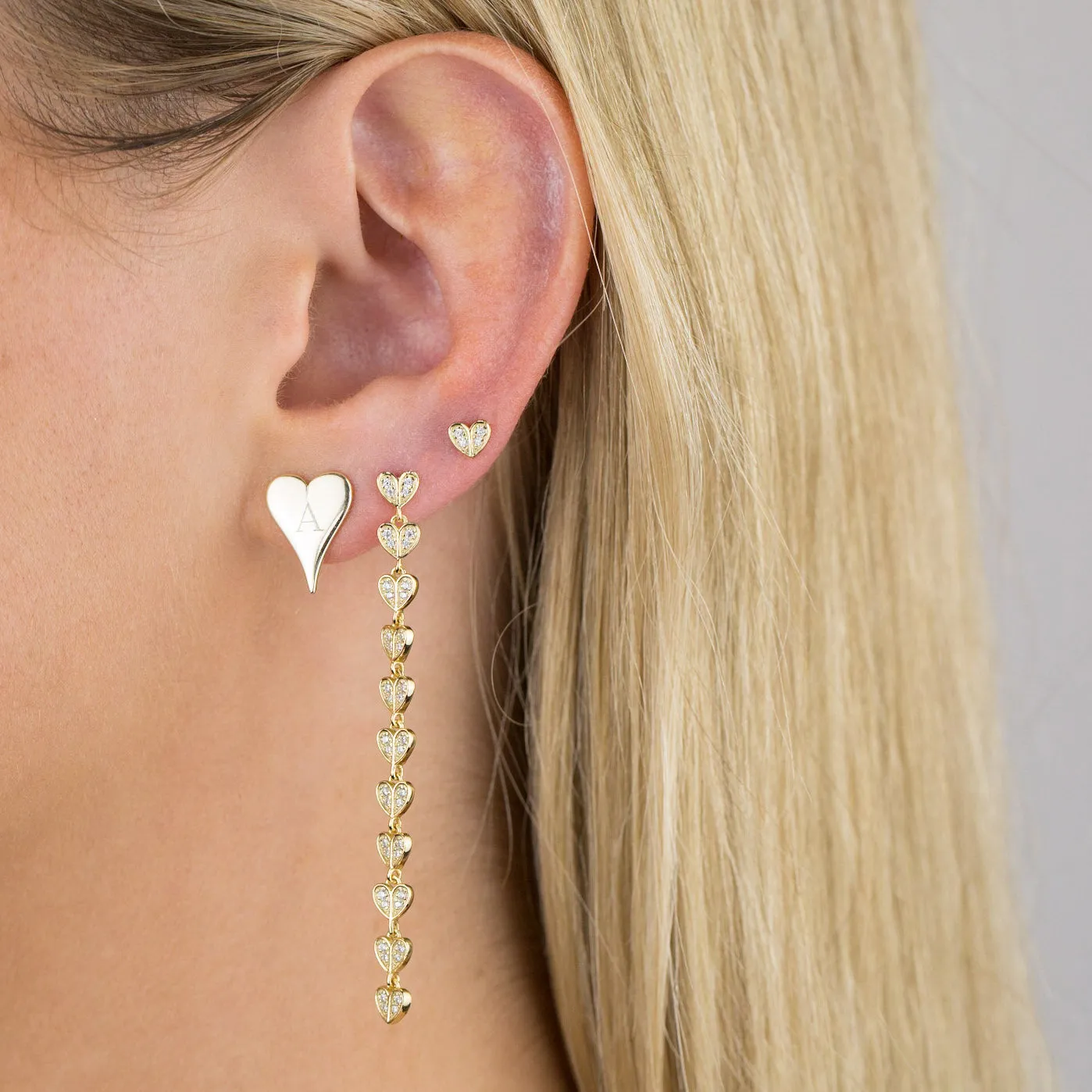 Engraved Heart Stud Earring